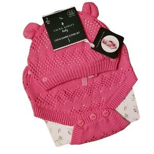 NWT Laura Ashley Baby Knit Cap & Diaper Cover